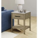 Loxley Rowe Mindi Stone Top End Table with Drawer